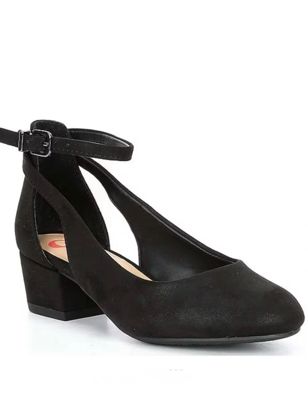 GB girls Black Ankle-Strap Low Block Heel Dress Shoes